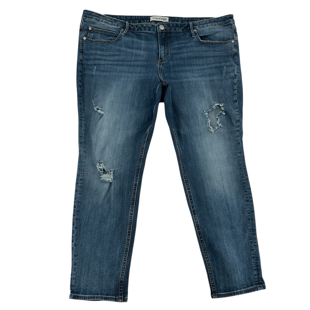 Maurices Women Plus Size 24x29 Skinny True Blue Distressed Jeans Medium Wash